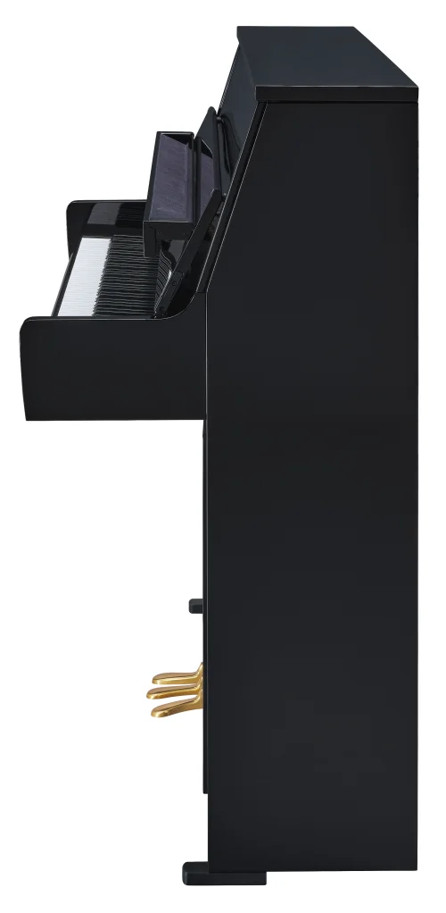 Seitenansicht eines Yamaha B10 in schwarz poliert Messing