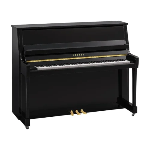 Frontansicht von einem Yamaha Klavier aus der neuen Serie B20 in schwarz poliert
