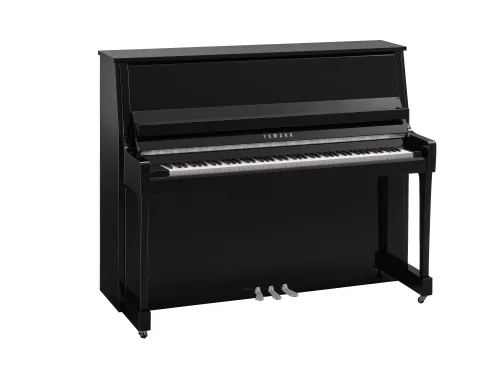 Gesamtansicht eines Yamaha B30 in schwarz poliert mit Chromausstattung