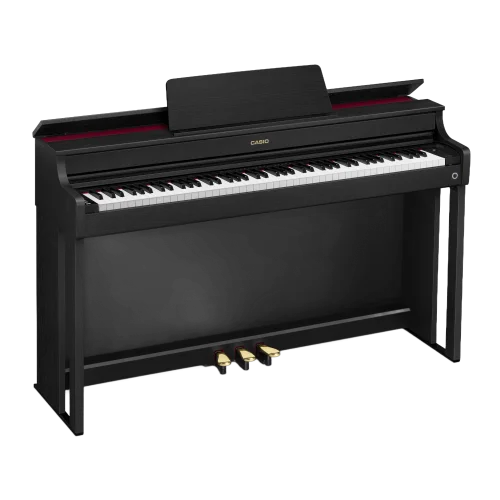 Seitenansicht von links vom Digitalpiano Casio AP-300 in schwarz matt