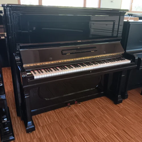 Gesamtansicht eines Steinway & Sons Klavier Mod. X von 1894 in schwarz poliert