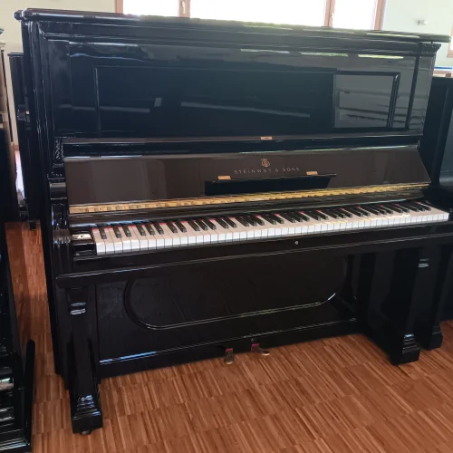 Vorderansicht eines Steinway & Sons Klavier Mod. X von 1894 in schwarz poliert 