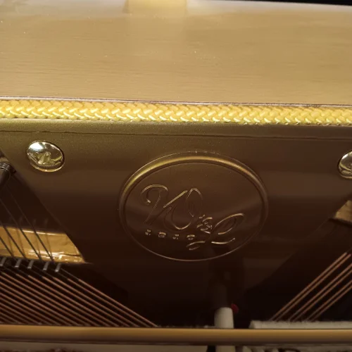 Emblem eines Wendl & Lung Klavier Mod. 122 in schwarz poliert