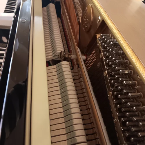 Innenansicht eines Wendl & Lung Klavier Mod. 122 in schwarz poliert