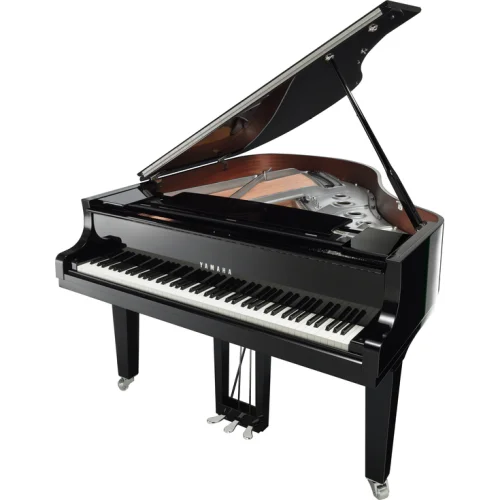 Gesamtansicht eines Yamaha Flügel C2X mit Chromausstattung
